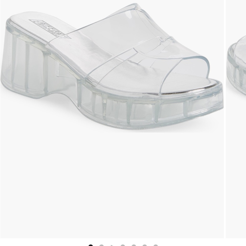 Transparent Clear Platform Wedge Slide Sandals Je… - image 1